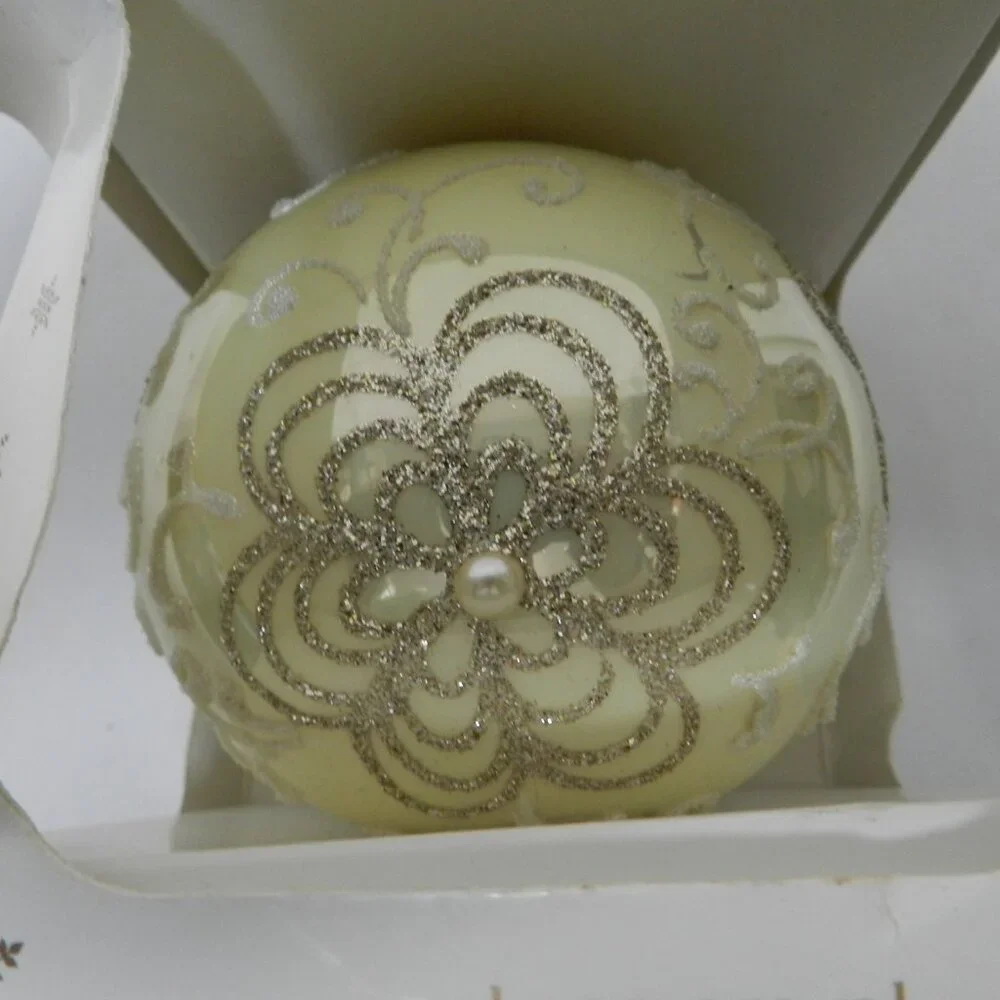 Dagmara Poland Handmade Christmas Ornament large ball sequin blown glass NEW NIB